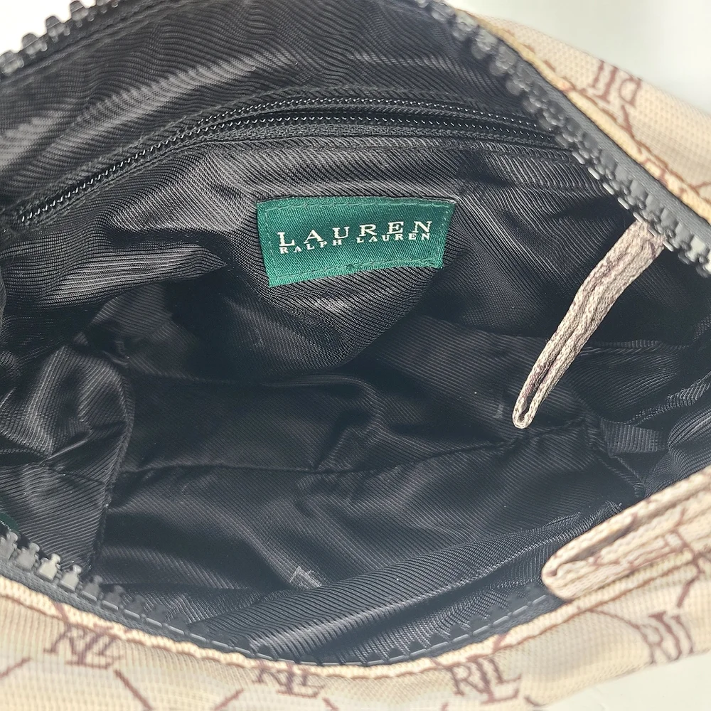 Vintage Lauren Ralph Lauren Logo Nylon Zip Up‎ Hobo Bag Y2K